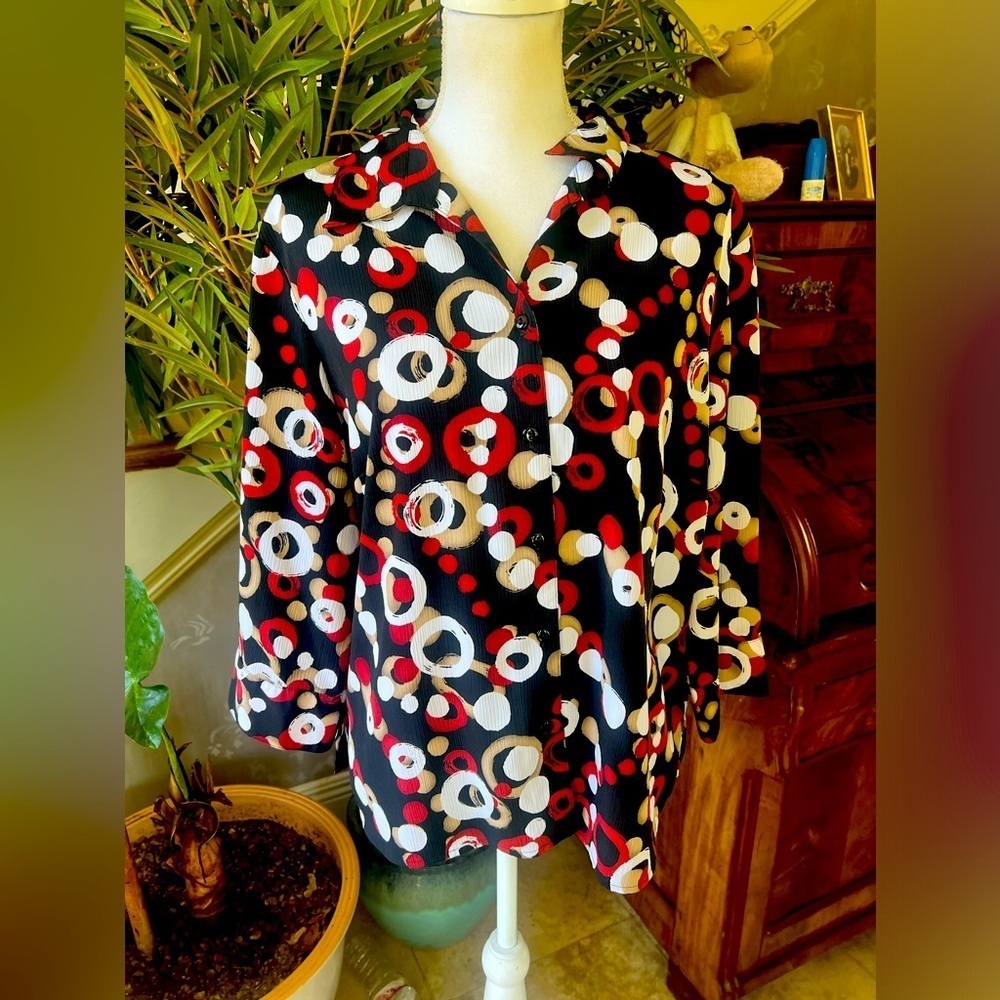 Elementz ladies 34 sleeve blouse button-down NWOT extra large - Picture 16 of 16
